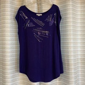 Size XL Cap Sleeve Purple Shirt
